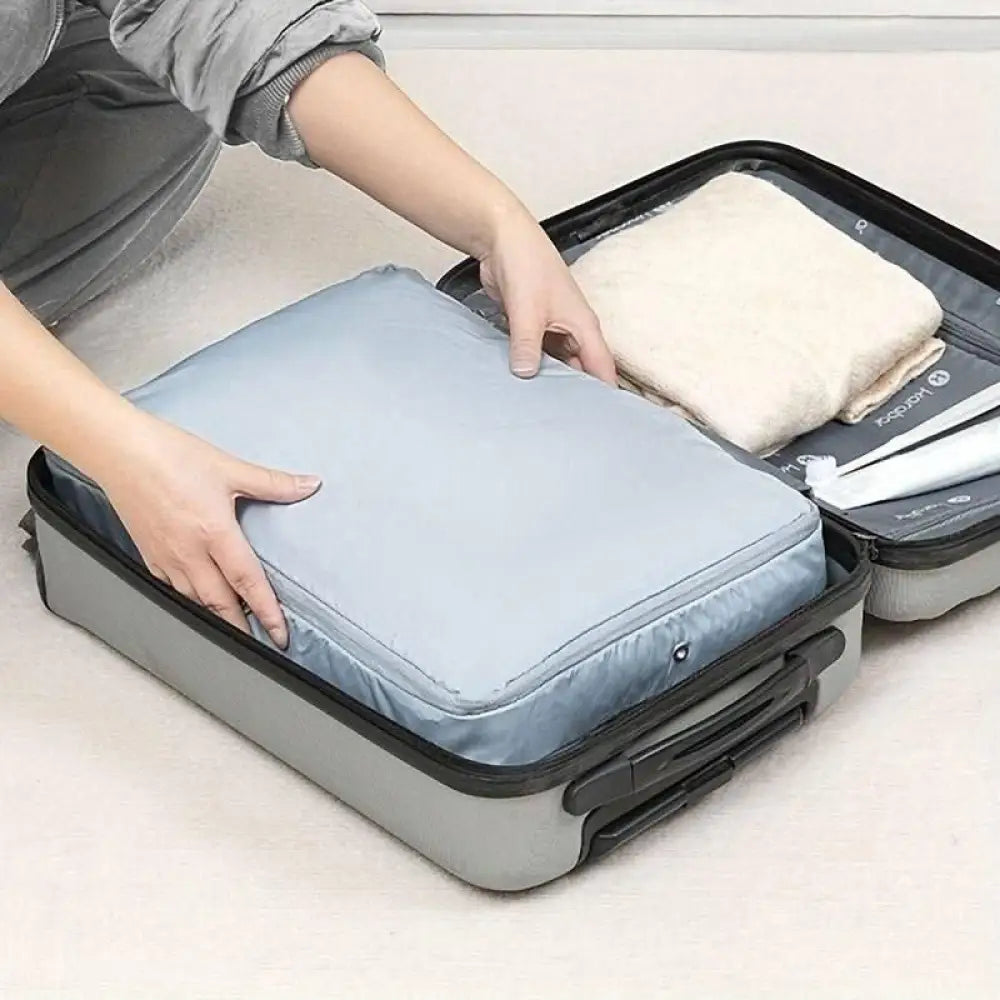 Travel Compression Storage Bag Organizer | Space-Saving, Foldable Nylon Bag with Handle & Zipper