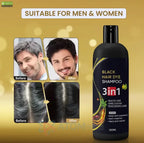 Unisex Instant Black Herbal Hair Dye Shampoo for Grey Hair Coverage Shampoo 3 in 1