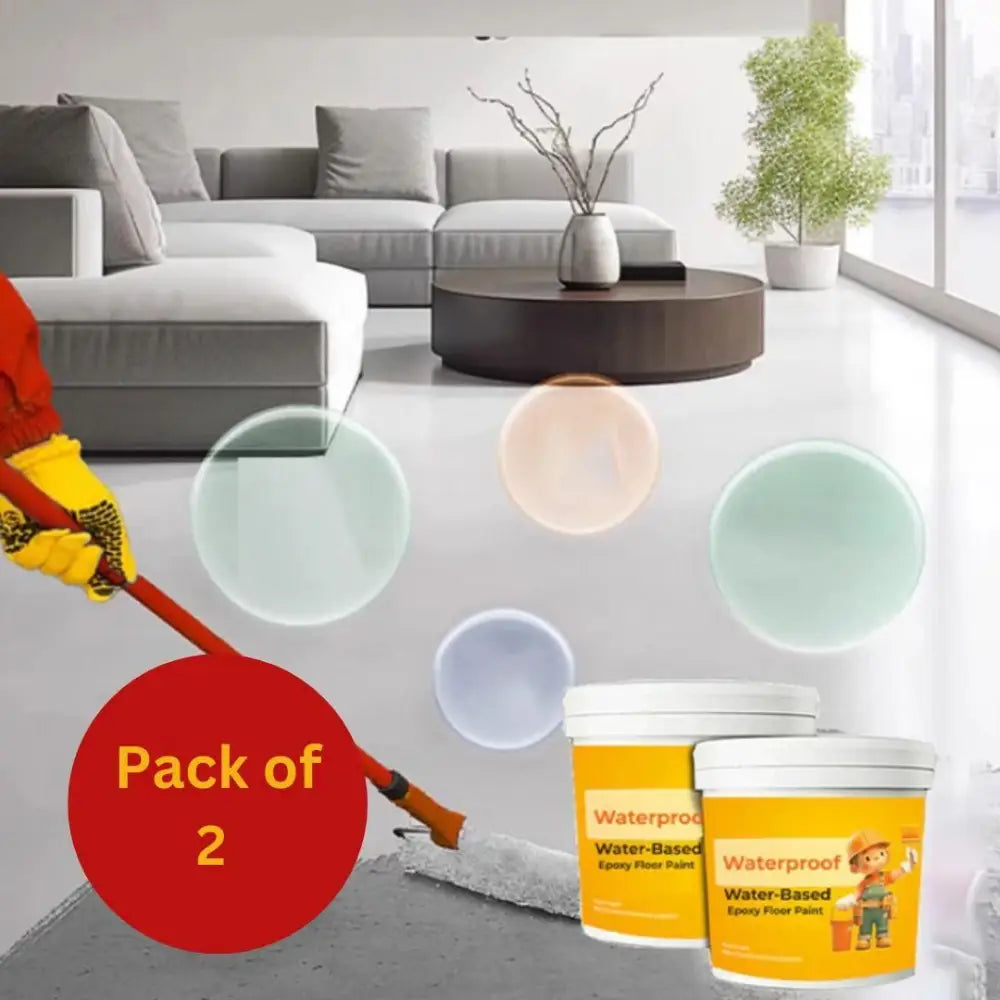Waterproof Water-Based Epoxy Floor Paint | Durable DIY Coating for Garage & Terrace (300ML, Pack of 2)